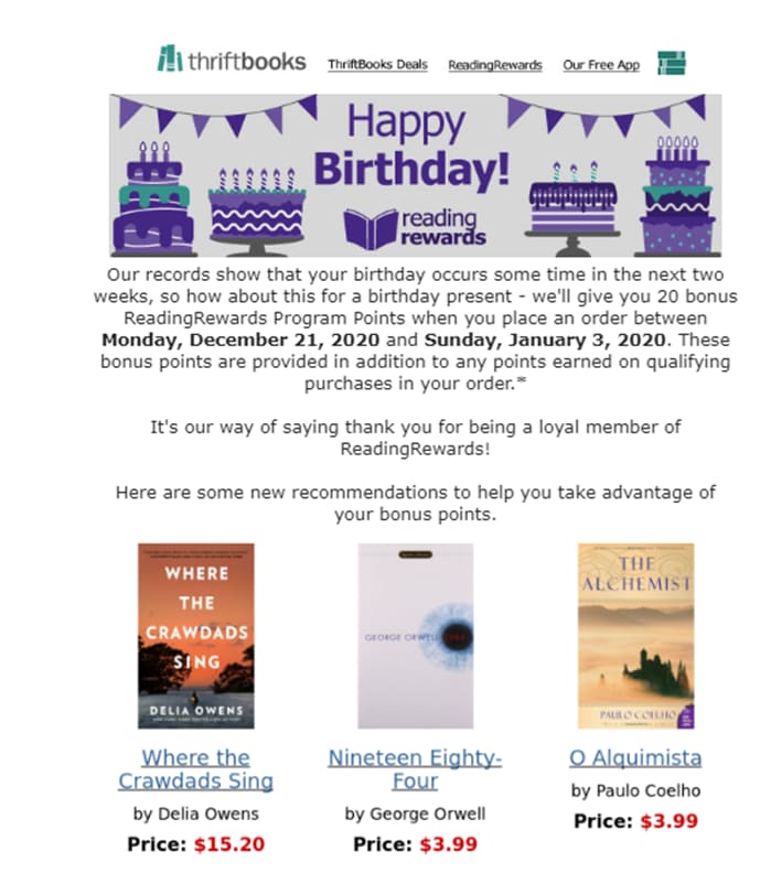 Birthdays are a great opportunity for a personalized email